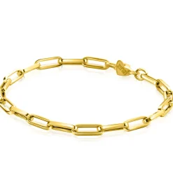 ZINZI Gold 14 krt gouden armband met trendy paperclip/closed for ever schakels 4mm breed, lengte 19cm ZGA347