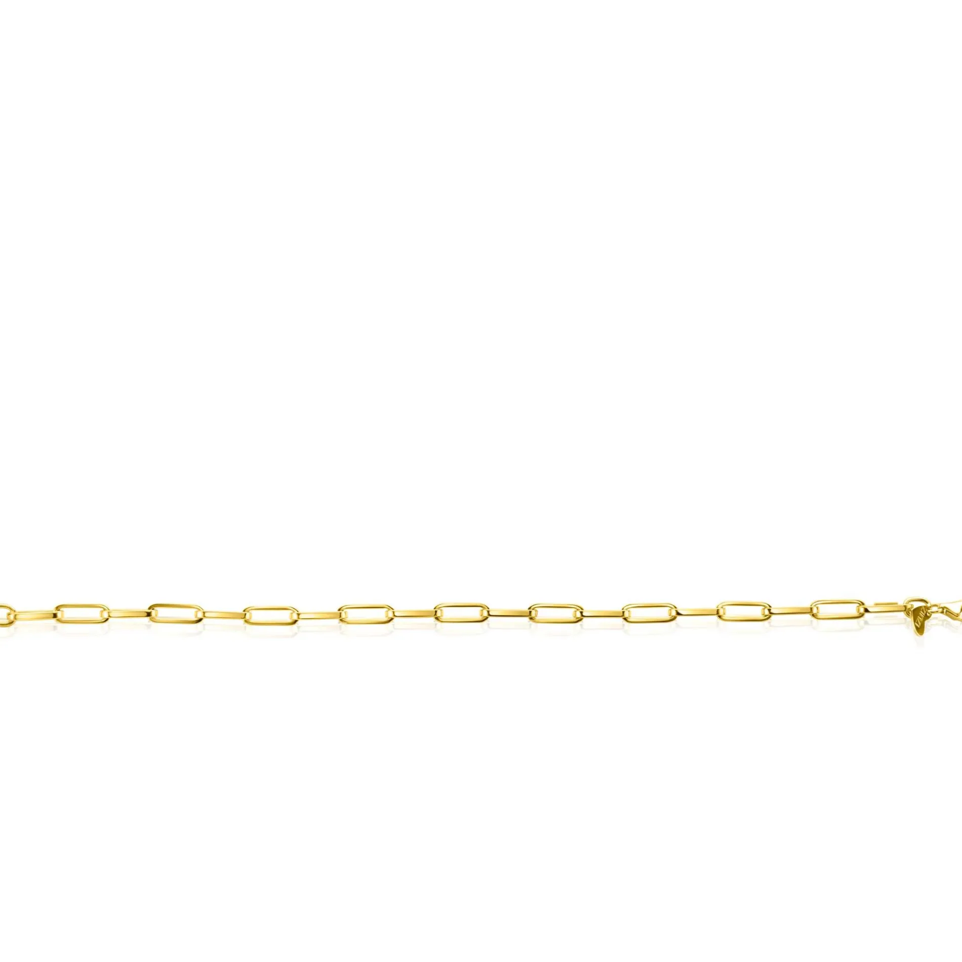 ZINZI Gold 14 krt gouden armband met trendy paperclip/closed for ever schakels 4mm breed, lengte 19cm ZGA347