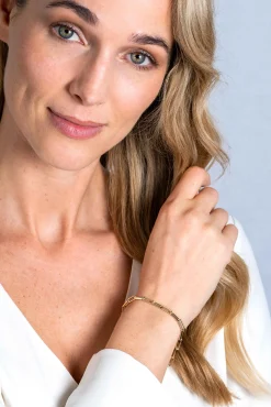 ZINZI Gold 14 krt gouden armband met trendy paperclip/closed for ever schakels 4mm breed, lengte 19cm ZGA347
