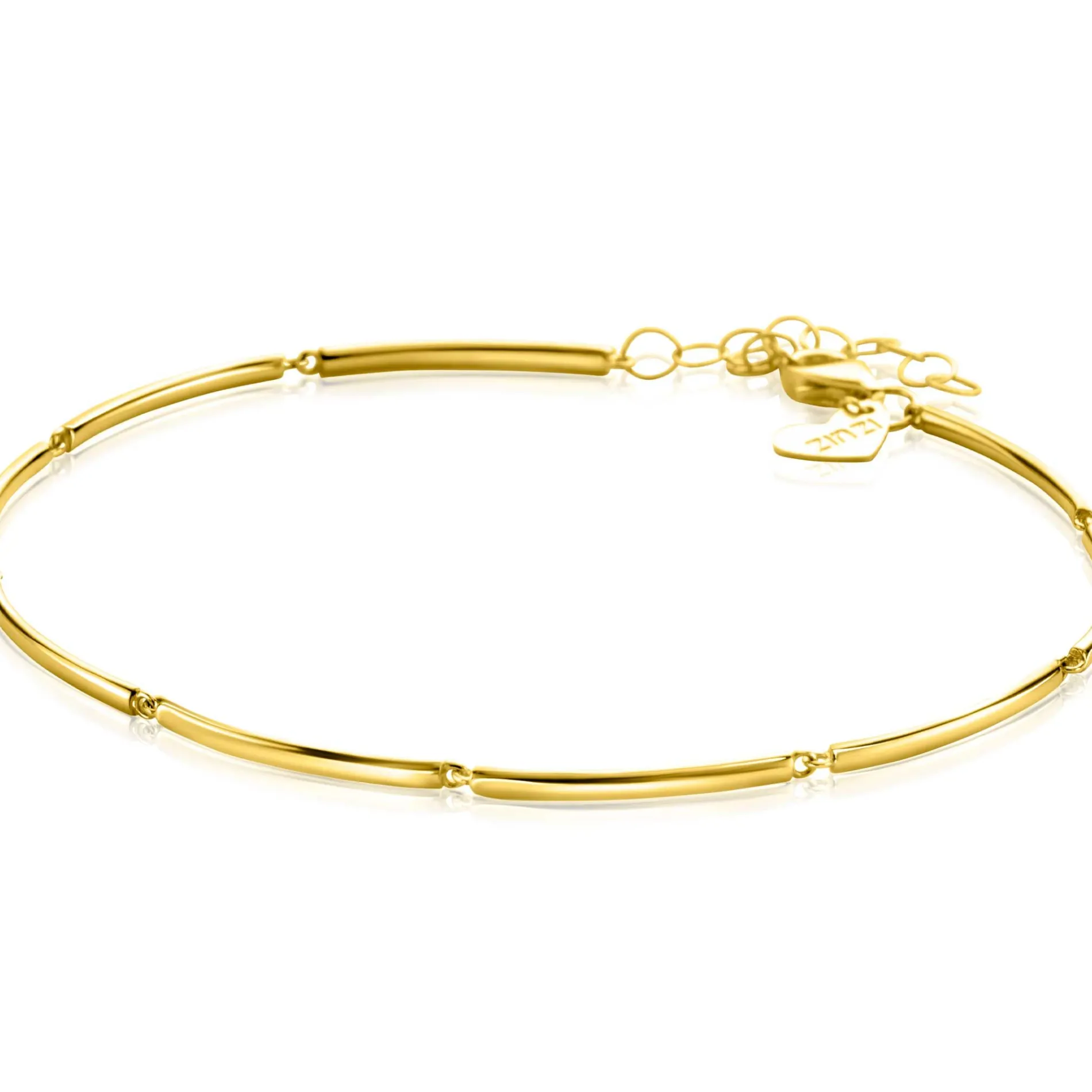 ZINZI Gold 14 krt gouden armband met langwerpige glanzende staafjes 1,6mm breed 16,5-19cm ZGA461