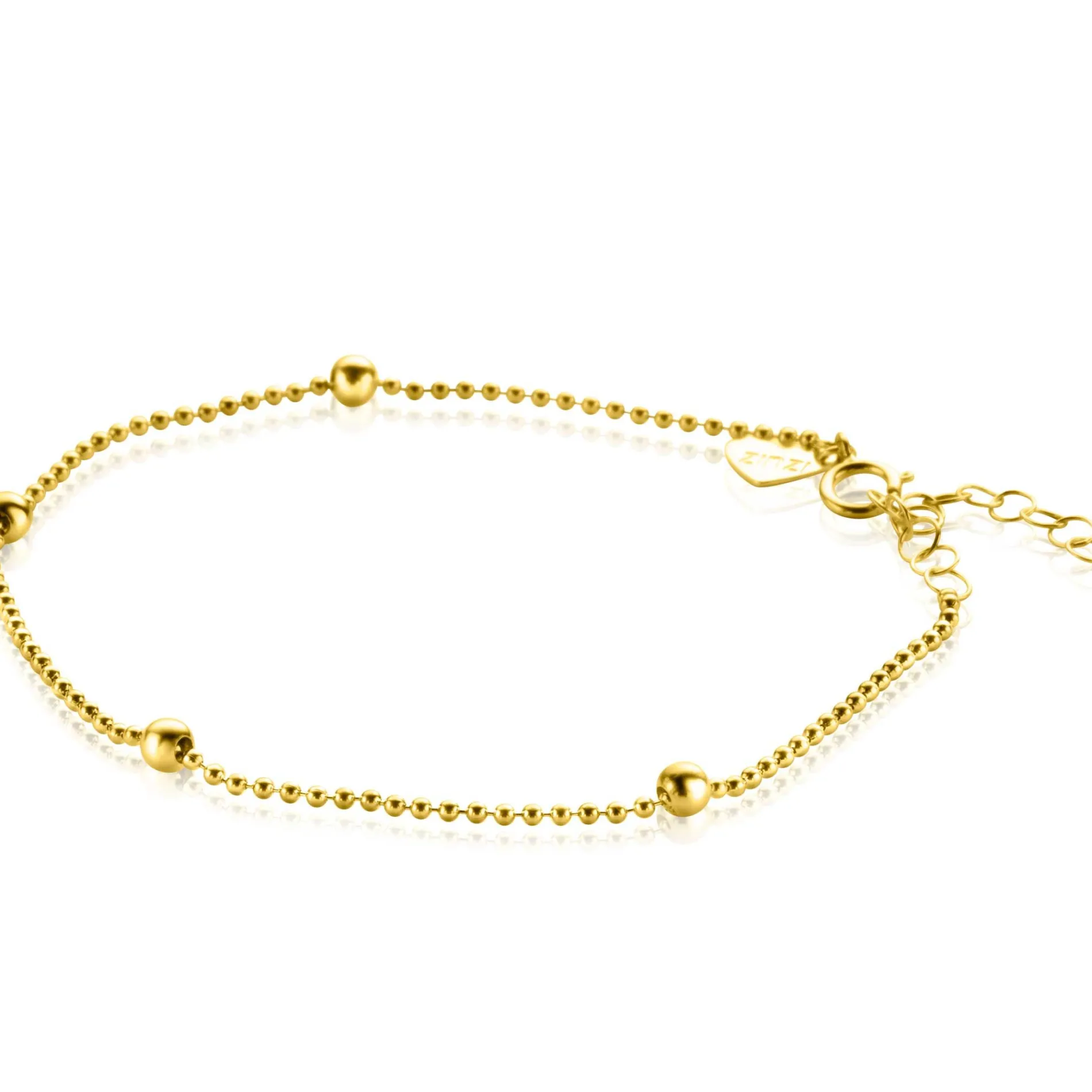 ZINZI Gold 14 krt gouden bolletjes armband 3mm breed, lengte 16-19cm ZGA311