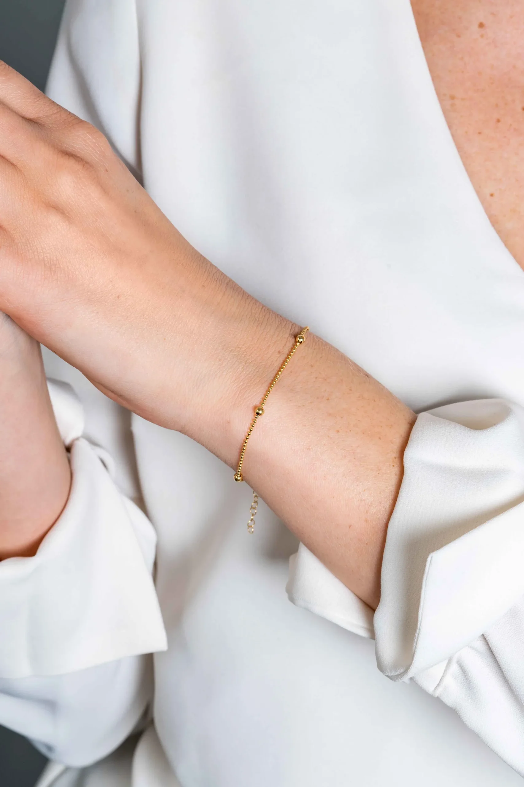 ZINZI Gold 14 krt gouden bolletjes armband 3mm breed, lengte 16-19cm ZGA311