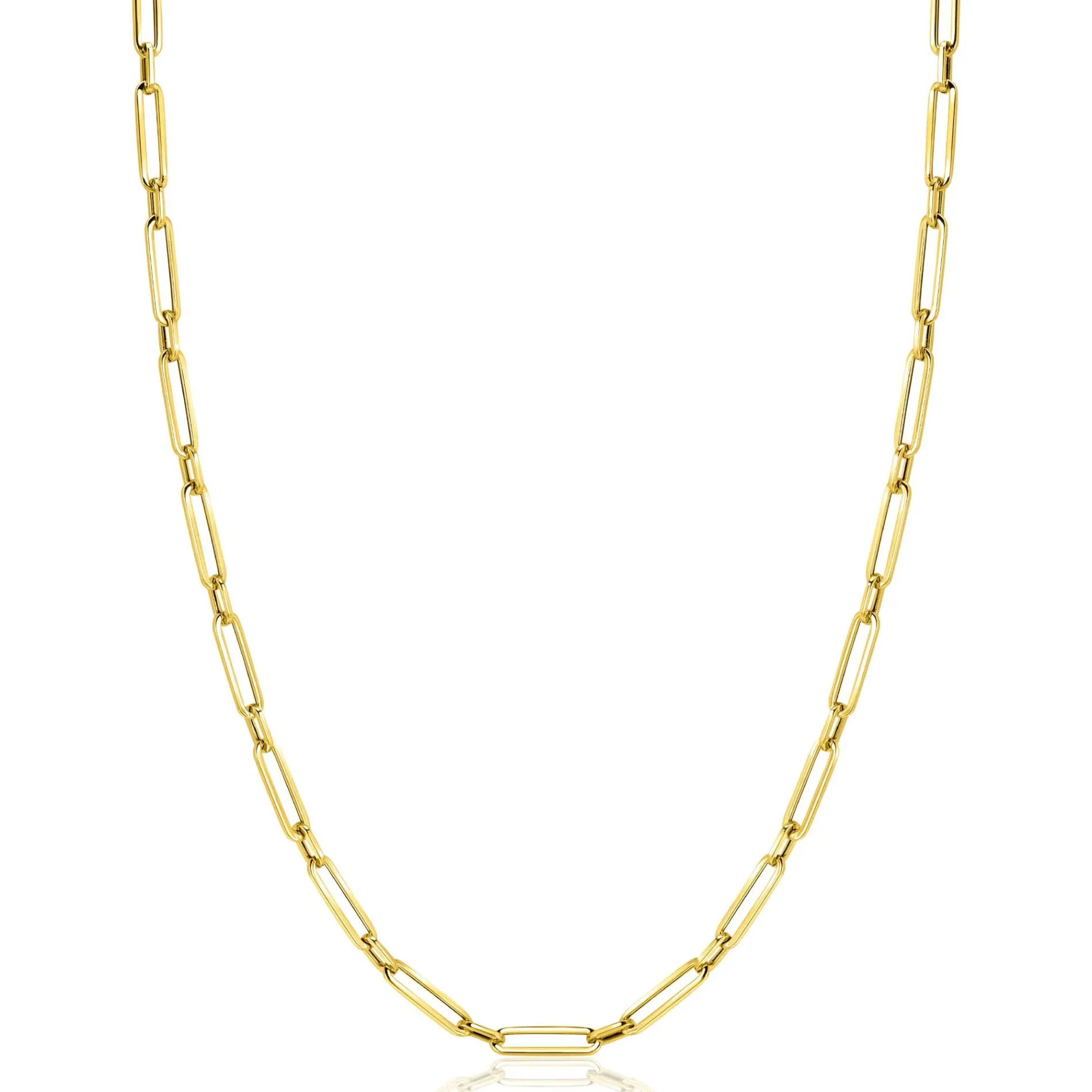 ZINZI Gold 14 krt gouden closed for ever schakelketting met tussenoog (3mm breed) 45cm ZGC470