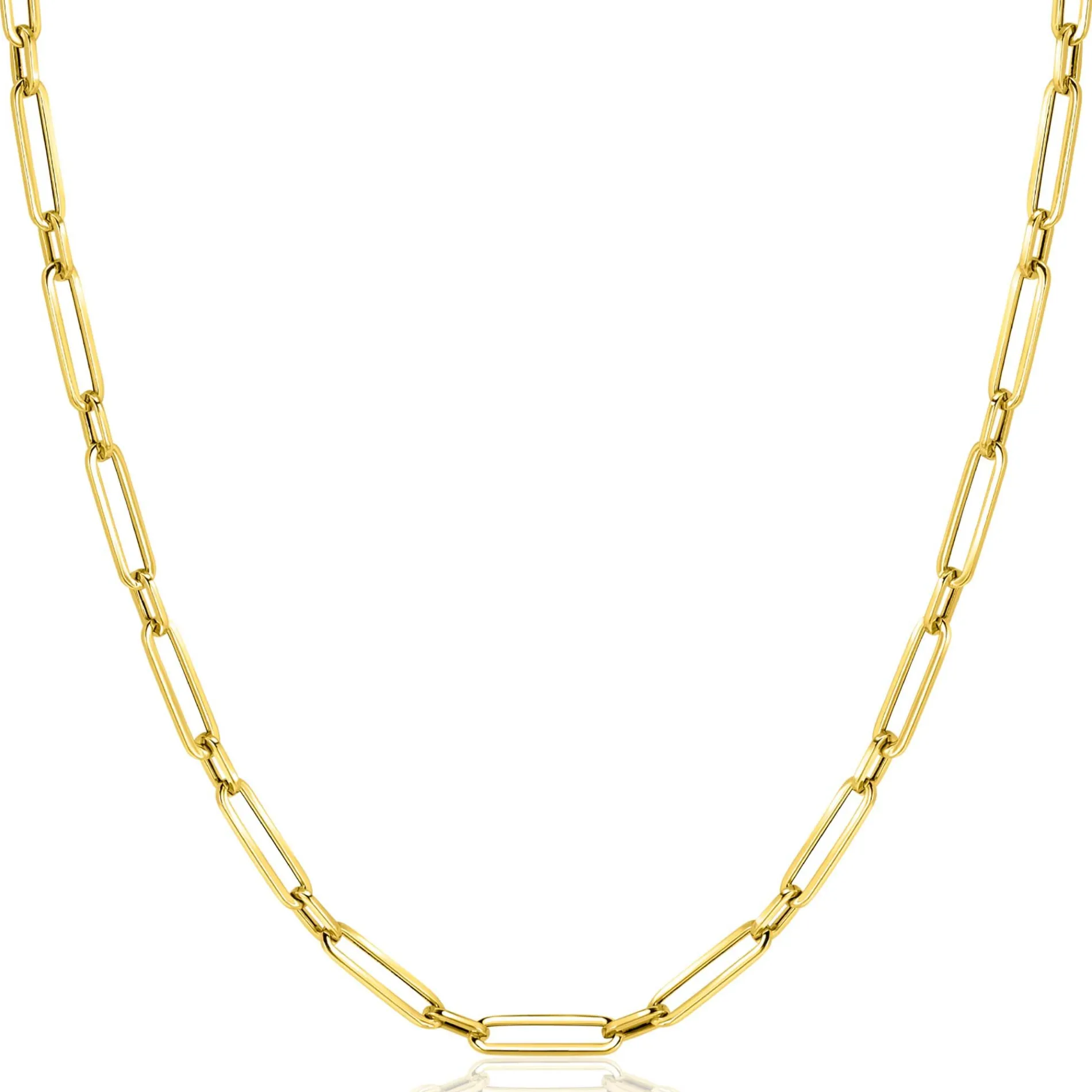 ZINZI Gold 14 krt gouden closed for ever schakelketting met tussenoog (3mm breed) 45cm ZGC470