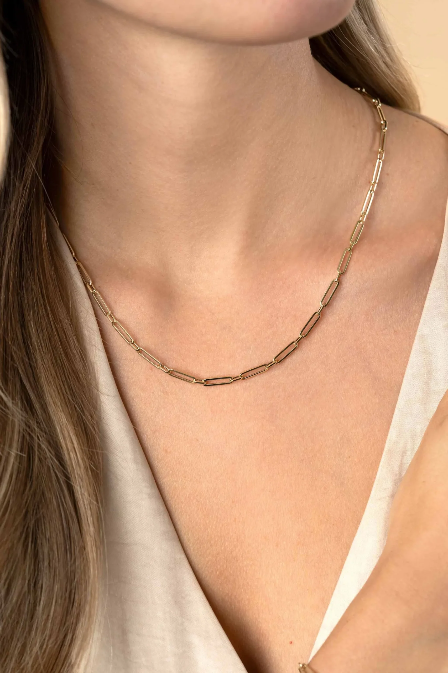 ZINZI Gold 14 krt gouden closed for ever schakelketting met tussenoog (3mm breed) 45cm ZGC470