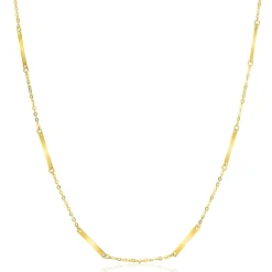 ZINZI Gold 14 krt gouden fijne massieve schakelketting met dertien lange gladde plaatjes 45cm ZGC490