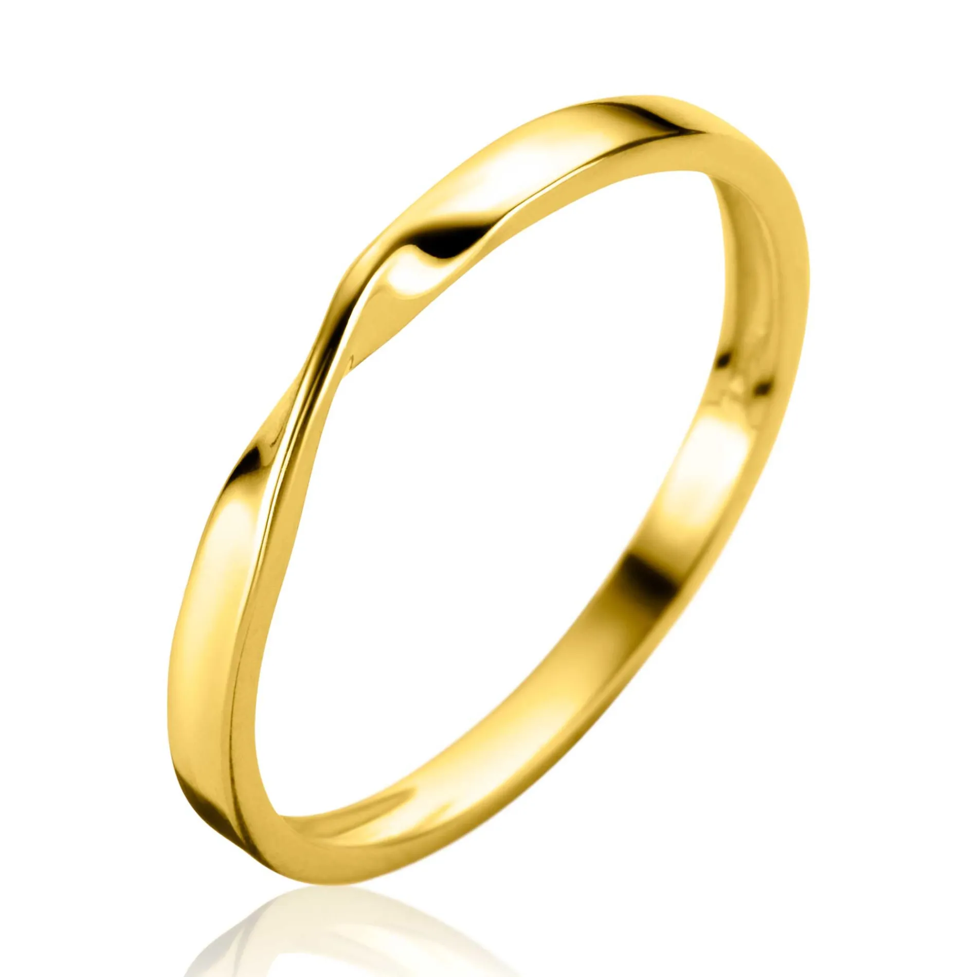 ZINZI Gold 14 krt gouden gladde aanschuifring met gedraaide buis ZGR525