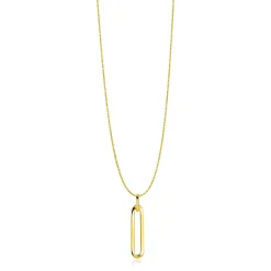 ZINZI Gold 14 krt gouden hanger 26mm met lange trendy paperclip-schakel ZGH358 (zonder collier)