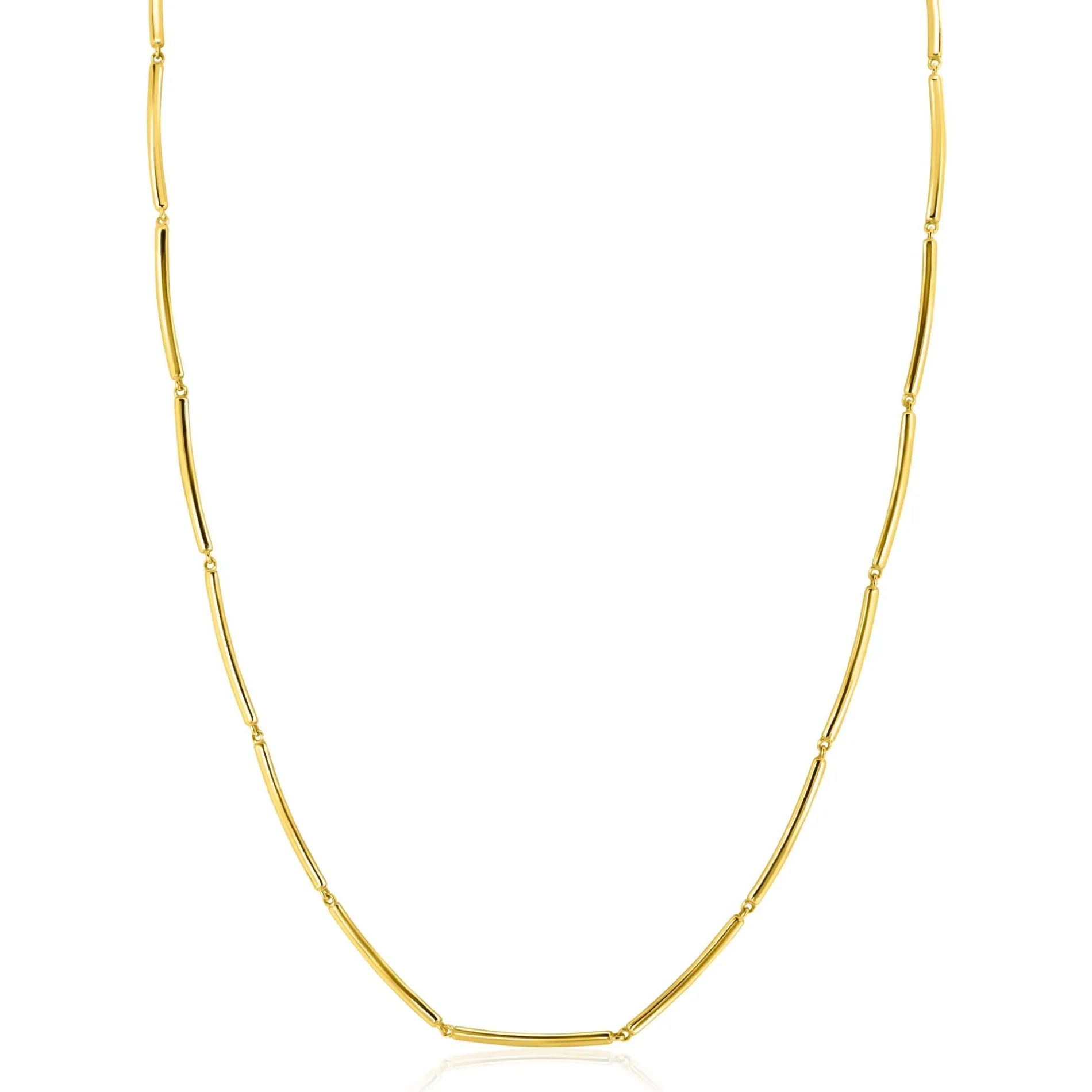 ZINZI Gold 14 krt gouden ketting met langwerpige glanzende staafjes 1,6mm breed 40-43cm ZGC461