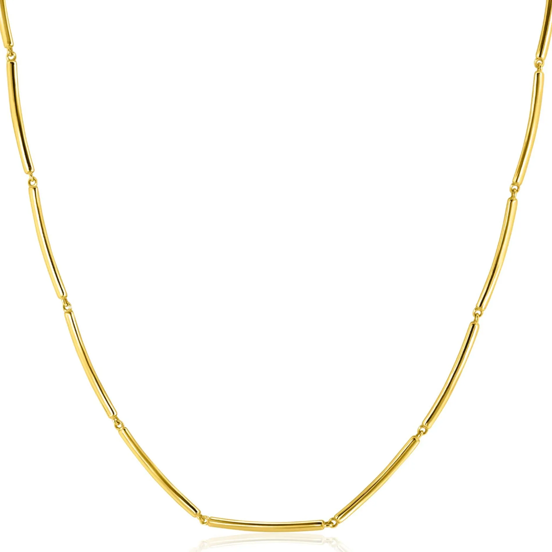 ZINZI Gold 14 krt gouden ketting met langwerpige glanzende staafjes 1,6mm breed 40-43cm ZGC461