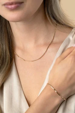 ZINZI Gold 14 krt gouden ketting met langwerpige glanzende staafjes 1,6mm breed 40-43cm ZGC461