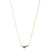ZINZI Gold 14 krt gouden ketting 45cm, in het midden bezet met fijne witte, lichtblauwe en donkerblauwe zirconia's ZGC381