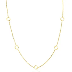 ZINZI Gold 14 krt gouden ketting met subtiele jasseron schakels en zeven open rondjes 6,5mm breed 42-45cm ZGC445