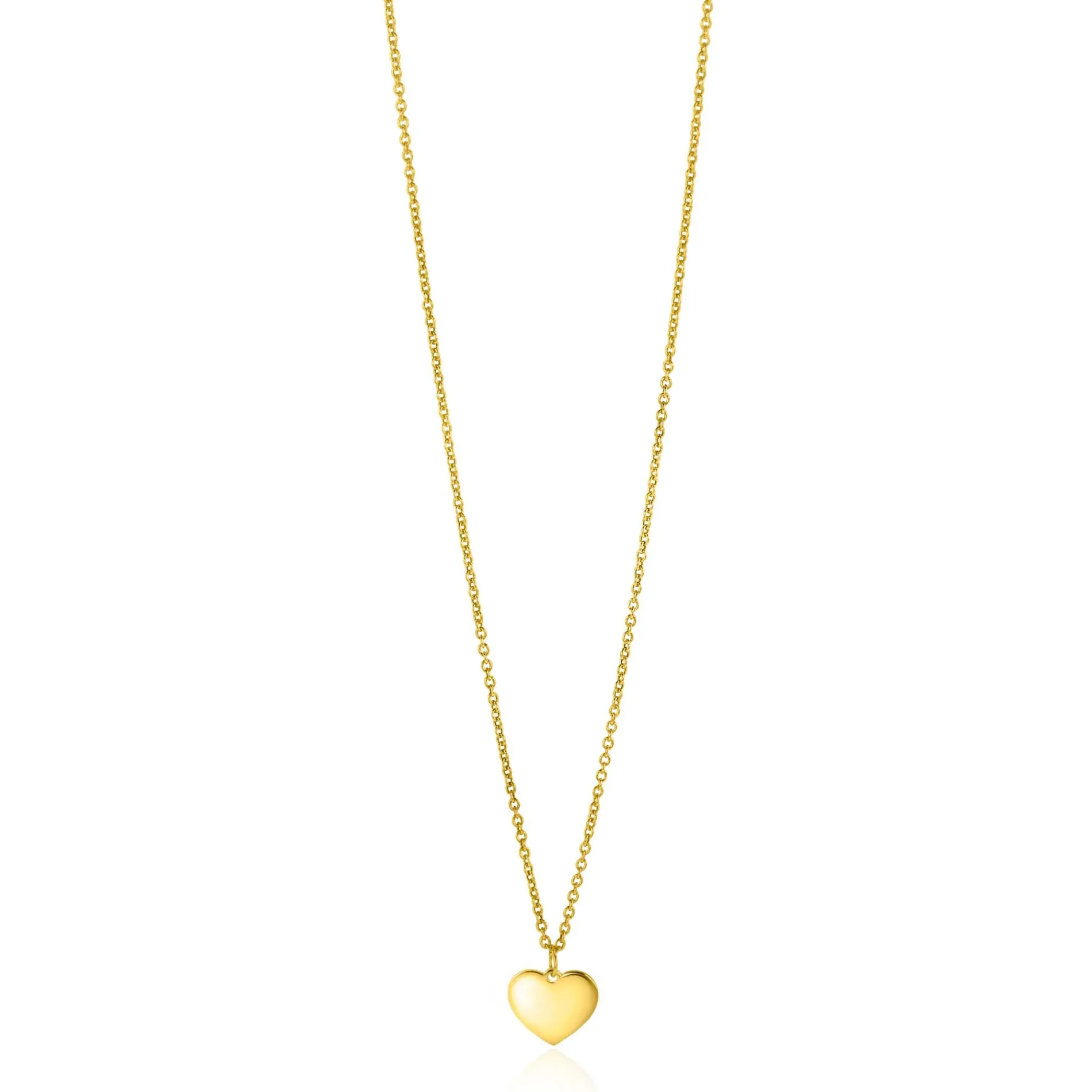 ZINZI Gold 14 krt gouden ketting 43cm met hart hanger 8mm ZGC312