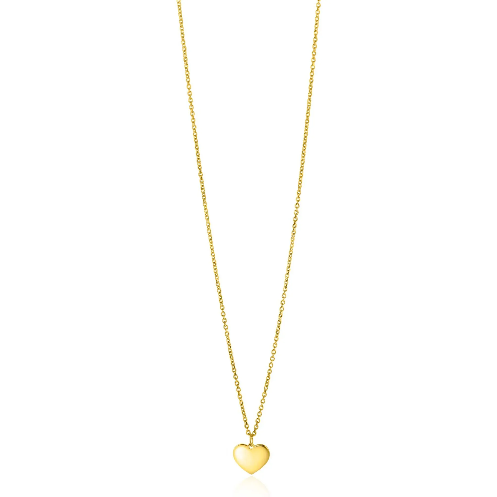 ZINZI Gold 14 krt gouden ketting 43cm met hart hanger 8mm ZGC312