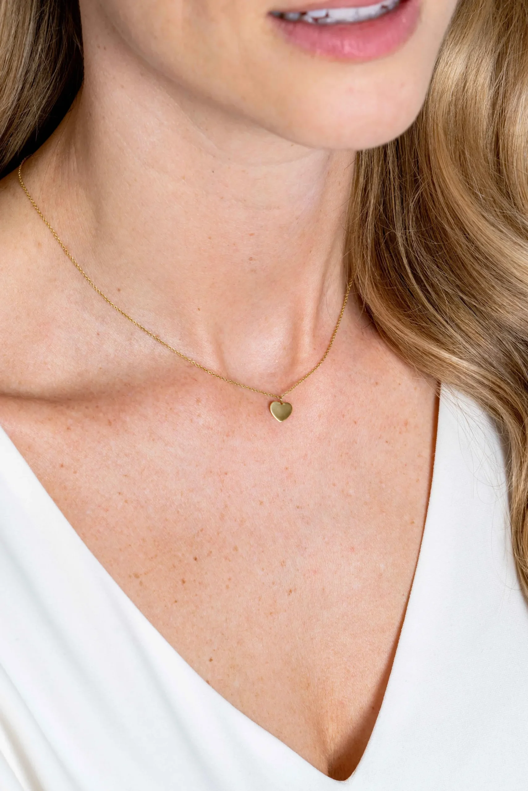 ZINZI Gold 14 krt gouden ketting 43cm met hart hanger 8mm ZGC312