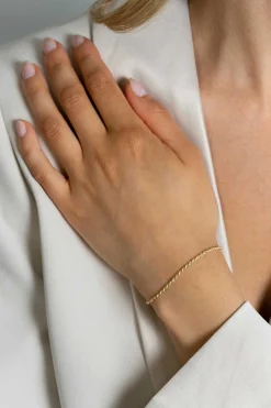 ZINZI Gold 14 krt gouden koord armband 1,6mm breed, lengte 17-19cm ZGA398