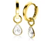 ZINZI Gold 14 krt gouden oorbedels in peervorm bezet met witte zirconia 7mm ZGCH390 (zonder oorringen)