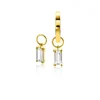 ZINZI Gold 14 krt gouden oorbedels bezet met baquette geslepen witte zirconia 7mm in chatonzetting ZGCH424 (zonder oorringen)