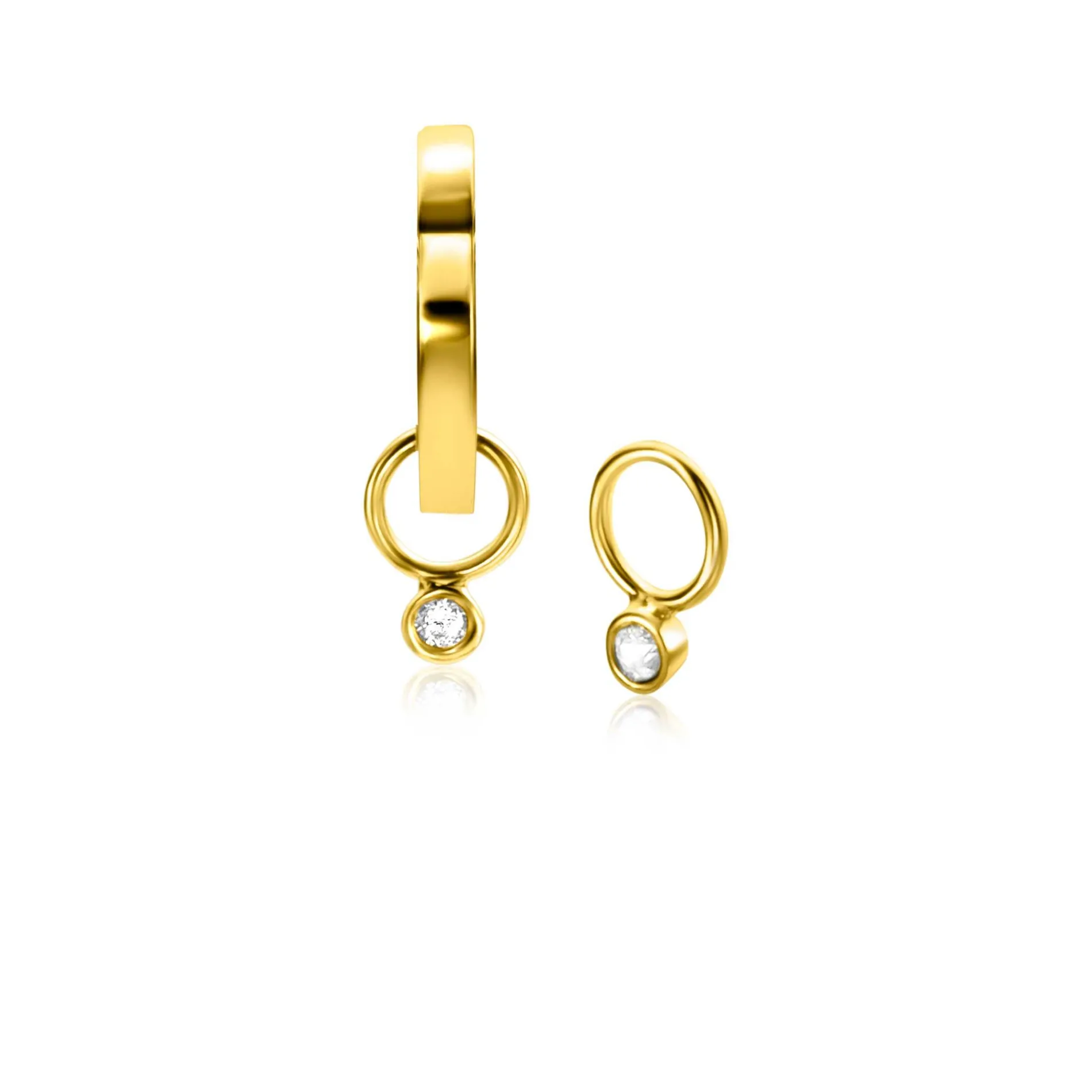 ZINZI Gold 14 krt gouden oorbedels bezet met een kleine ronde zirconia 2,5mm ZGCH420 (zonder oorringen)