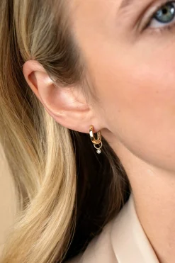 ZINZI Gold 14 krt gouden oorbedels bezet met een kleine ronde zirconia 2,5mm ZGCH420 (zonder oorringen)