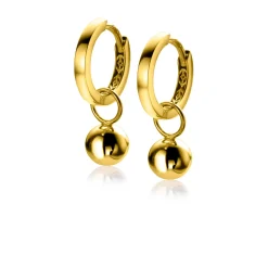 ZINZI Gold 14 krt gouden oorbedels gladde bol 6mm ZGCH392 (zonder oorringen)