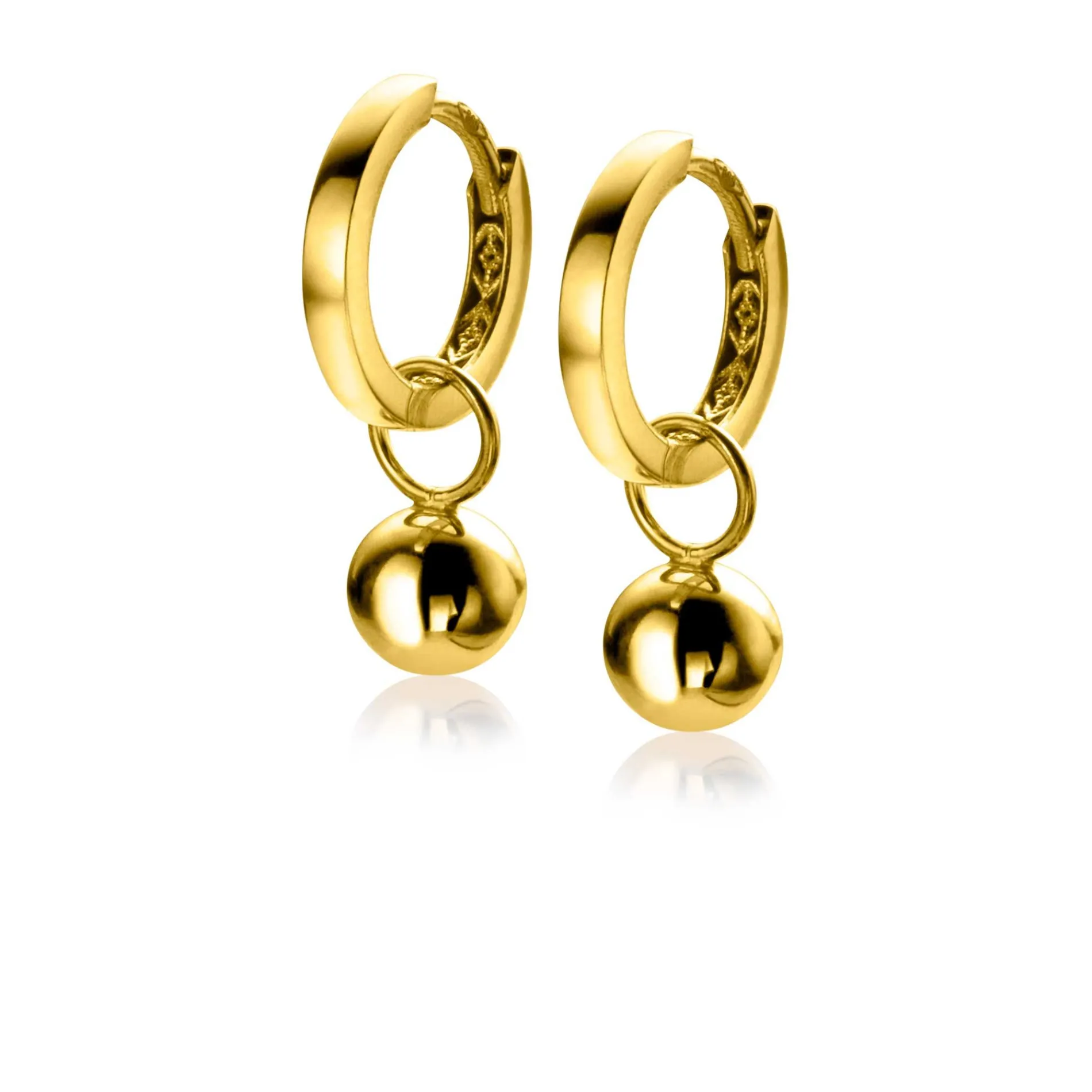 ZINZI Gold 14 krt gouden oorbedels gladde bol 6mm ZGCH392 (zonder oorringen)