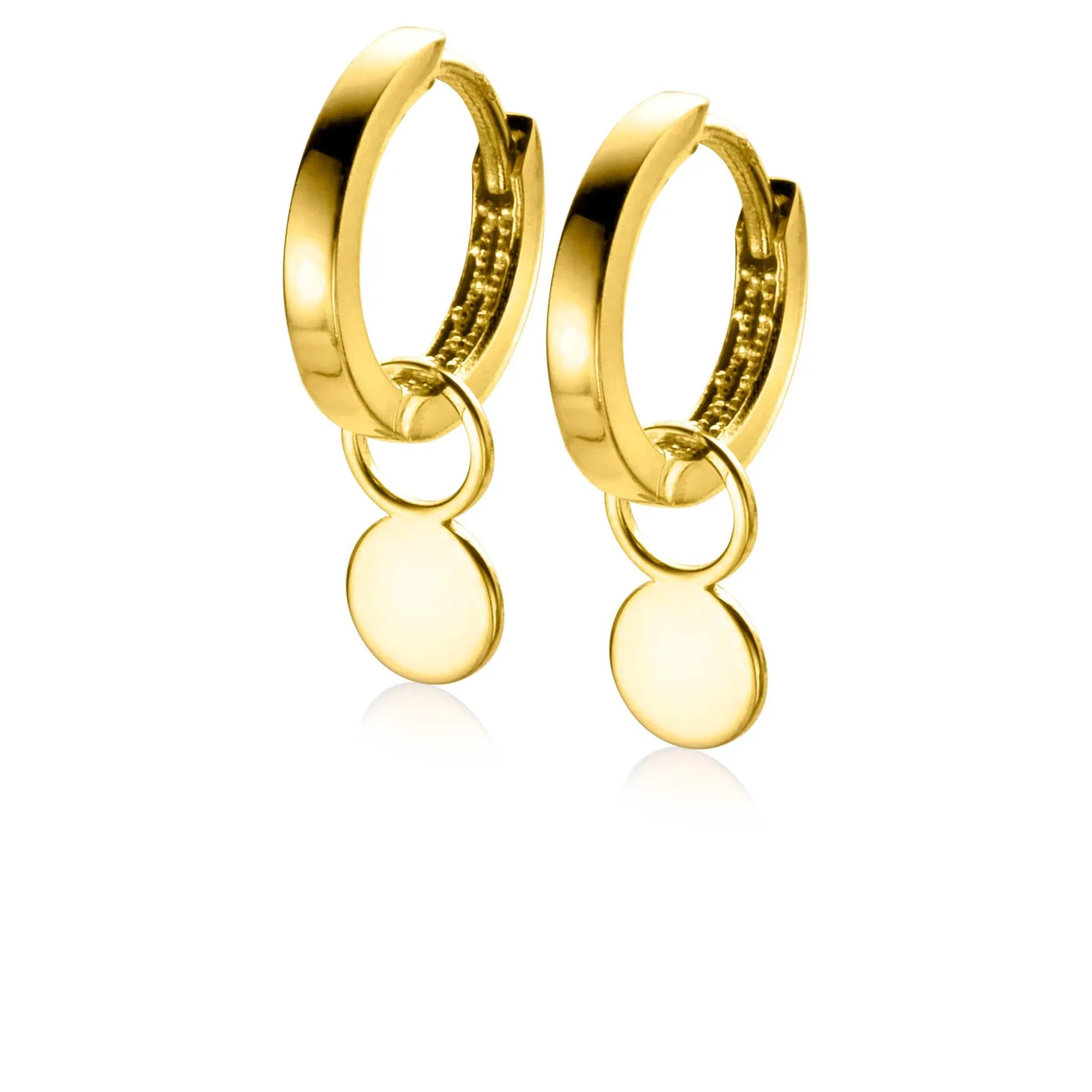 ZINZI Gold 14 krt gouden oorbedels glad rond 5,5mm ZGCH388 (zonder oorringen)