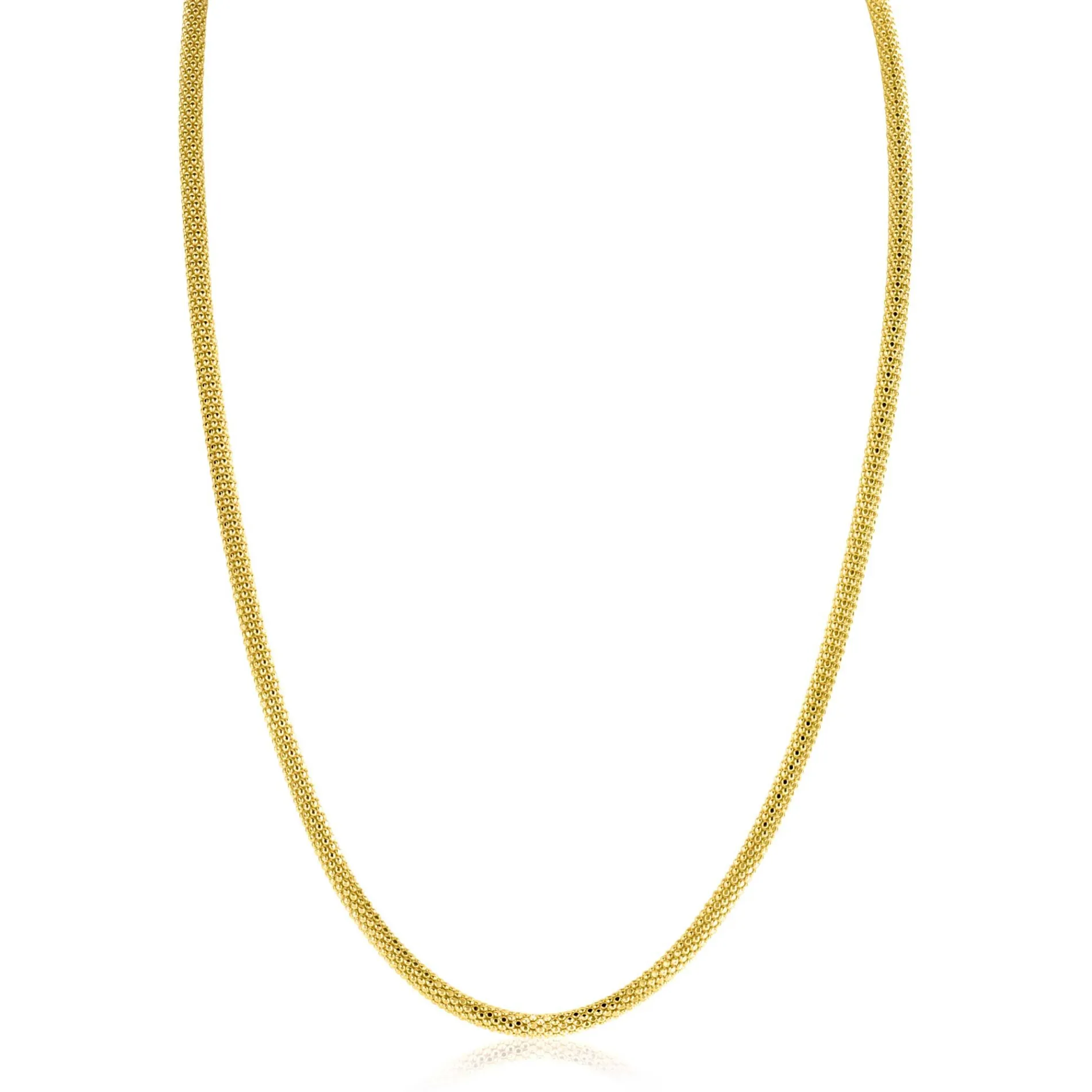 ZINZI Gold 14 krt gouden popcorn schakel-collier 3mm breed, lengte 43cm ZGC380