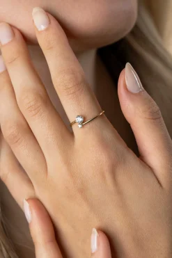 ZINZI Gold 14 krt gouden ring met twee vierpootszettingen, bezet met ronde witte zirconia's (7mm) ZGR462