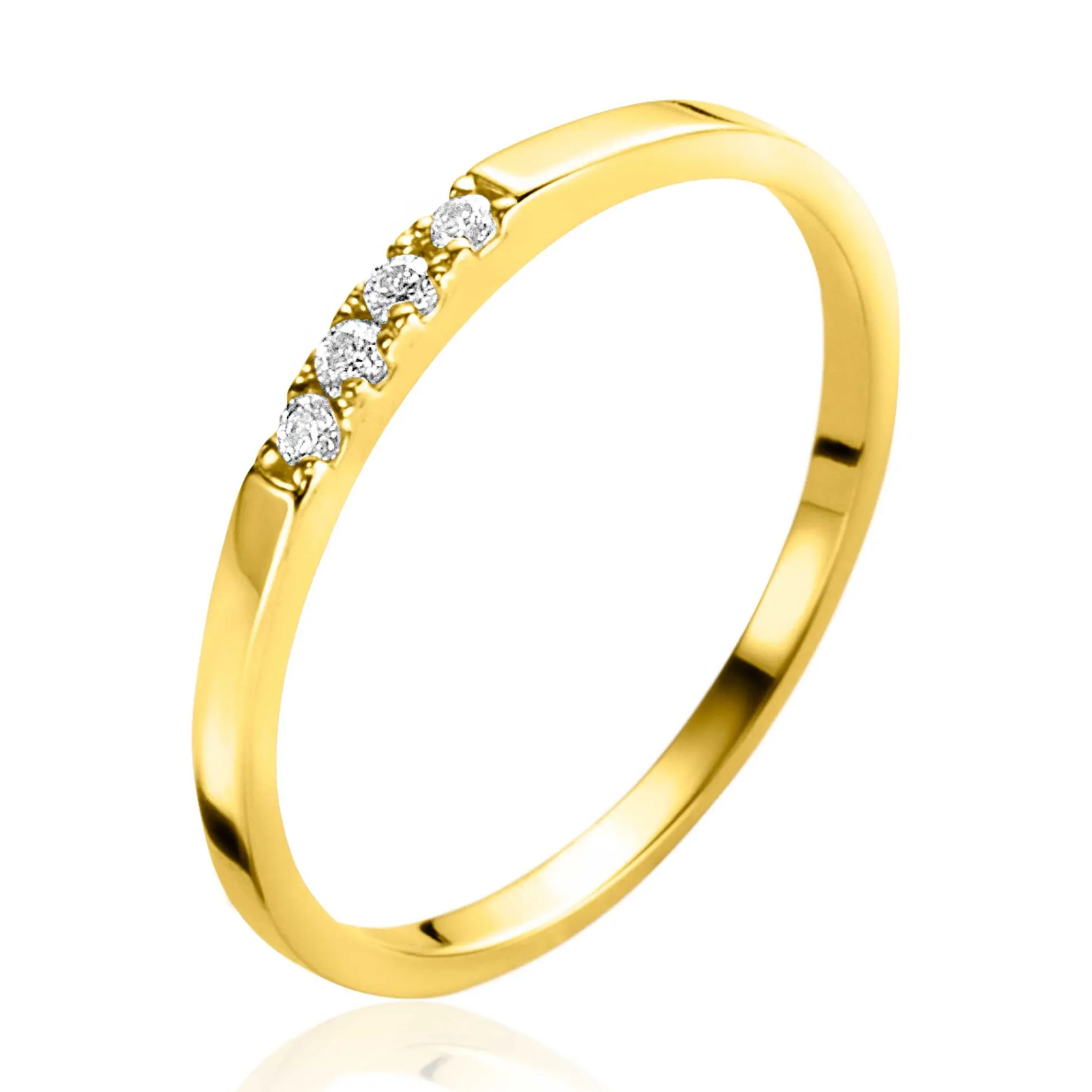 ZINZI Gold 14 krt gouden ring (1,7mm breed) bezet met vier witte zirconia's ZGR407