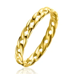ZINZI Gold 14 krt gouden ring met trendy gourmet schakel 3mm breed ZGR448