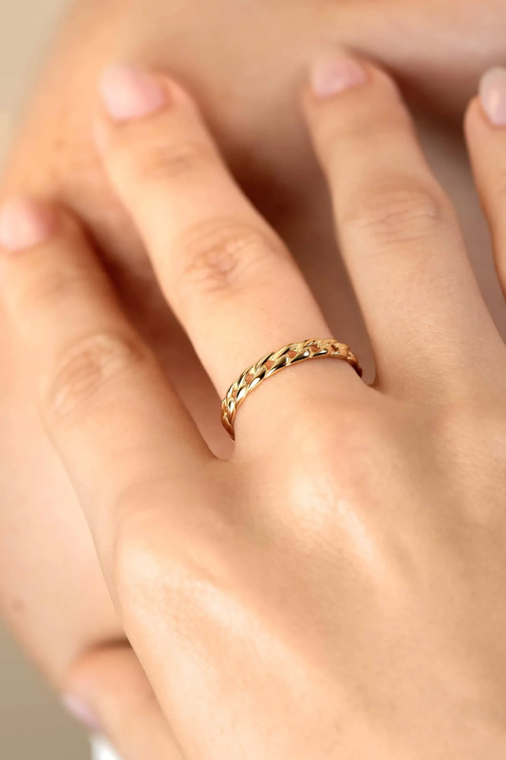 ZINZI Gold 14 krt gouden ring met trendy gourmet schakel 3mm breed ZGR448