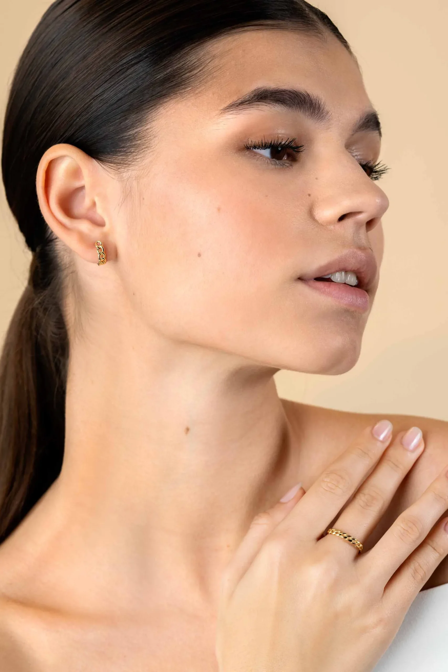 ZINZI Gold 14 krt gouden ring met trendy gourmet schakel 3mm breed ZGR448