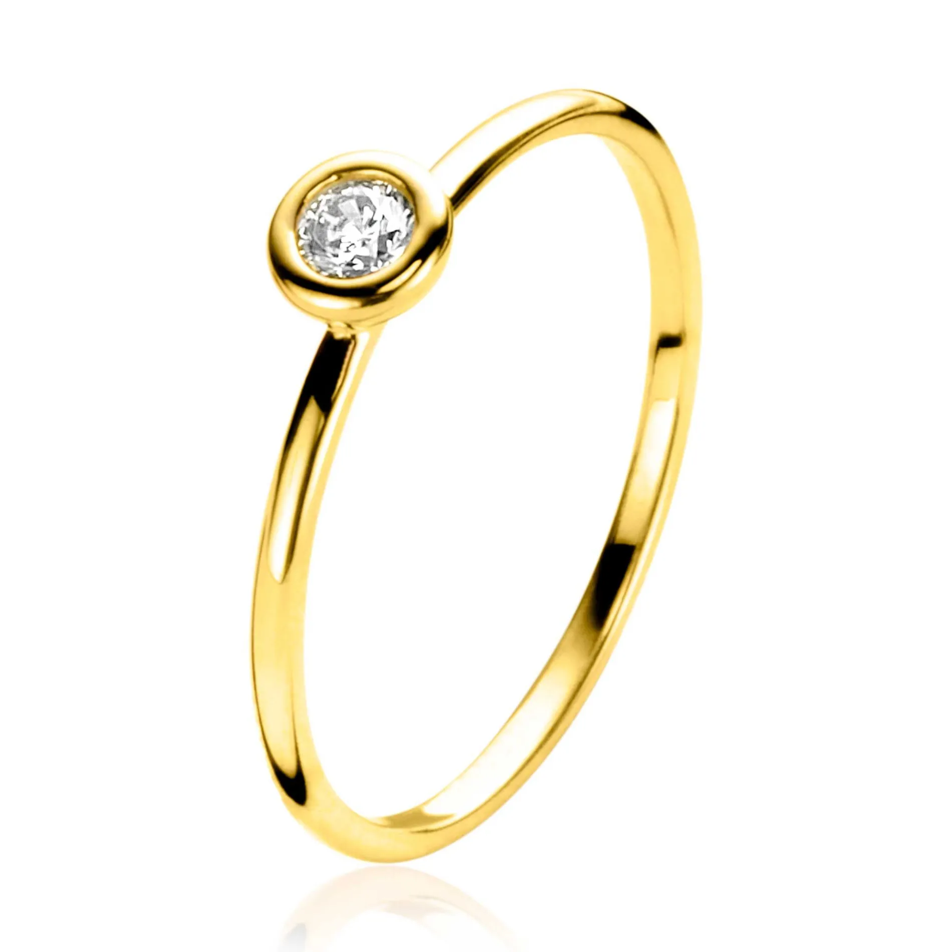 ZINZI Gold 14 krt gouden ring bezet met ronde witte zirconia 4,5mm breed ZGR371