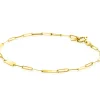 ZINZI Gold 14 krt gouden schakelarmband met paperclip schakels (1,8mm breed) en drie gladde plaatjes 19cm ZGA443