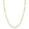 ZINZI Gold 14 krt gouden schakelketting met afwisselend lange paperclip schakels en ovale jasseron schakels (4mm breed) 45cm ZGC473
