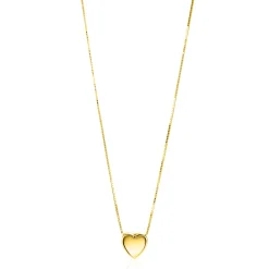ZINZI Gold 14 krt gouden venetiaanse ketting 45cm met sierlijk glad hartje van 7mm ZGC486