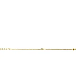 ZINZI gold plated zilveren koord armband bezet met een ronde witte zirconia 17-20cm ZIA2461Y