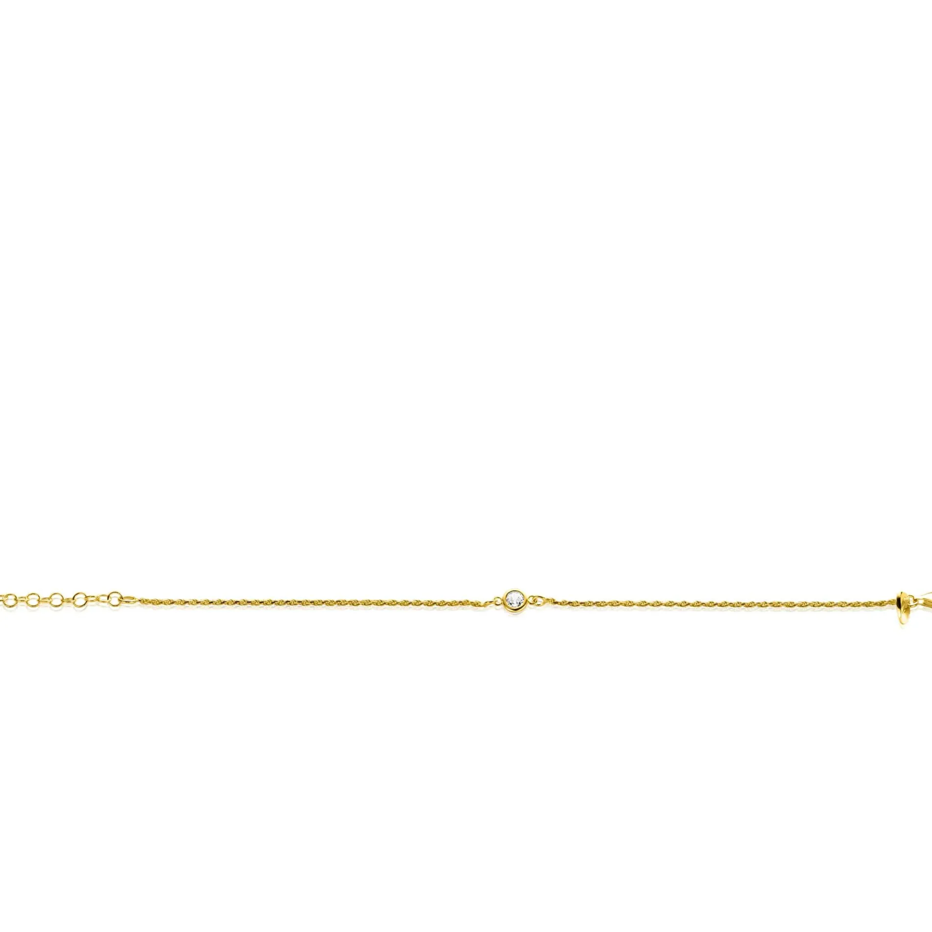 ZINZI gold plated zilveren koord armband bezet met een ronde witte zirconia 17-20cm ZIA2461Y