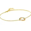 ZINZI gold plated zilveren armband met open rondje 12mm bezet regenboog 17-20cm ZIA2170