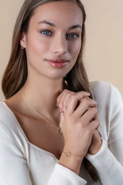 ZINZI gold plated zilveren armband met open rondje 12mm bezet regenboog 17-20cm ZIA2170
