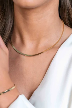 ZINZI gold plated zilveren platte slangen-ketting 45cm 3,5mm breed ZIC2292G