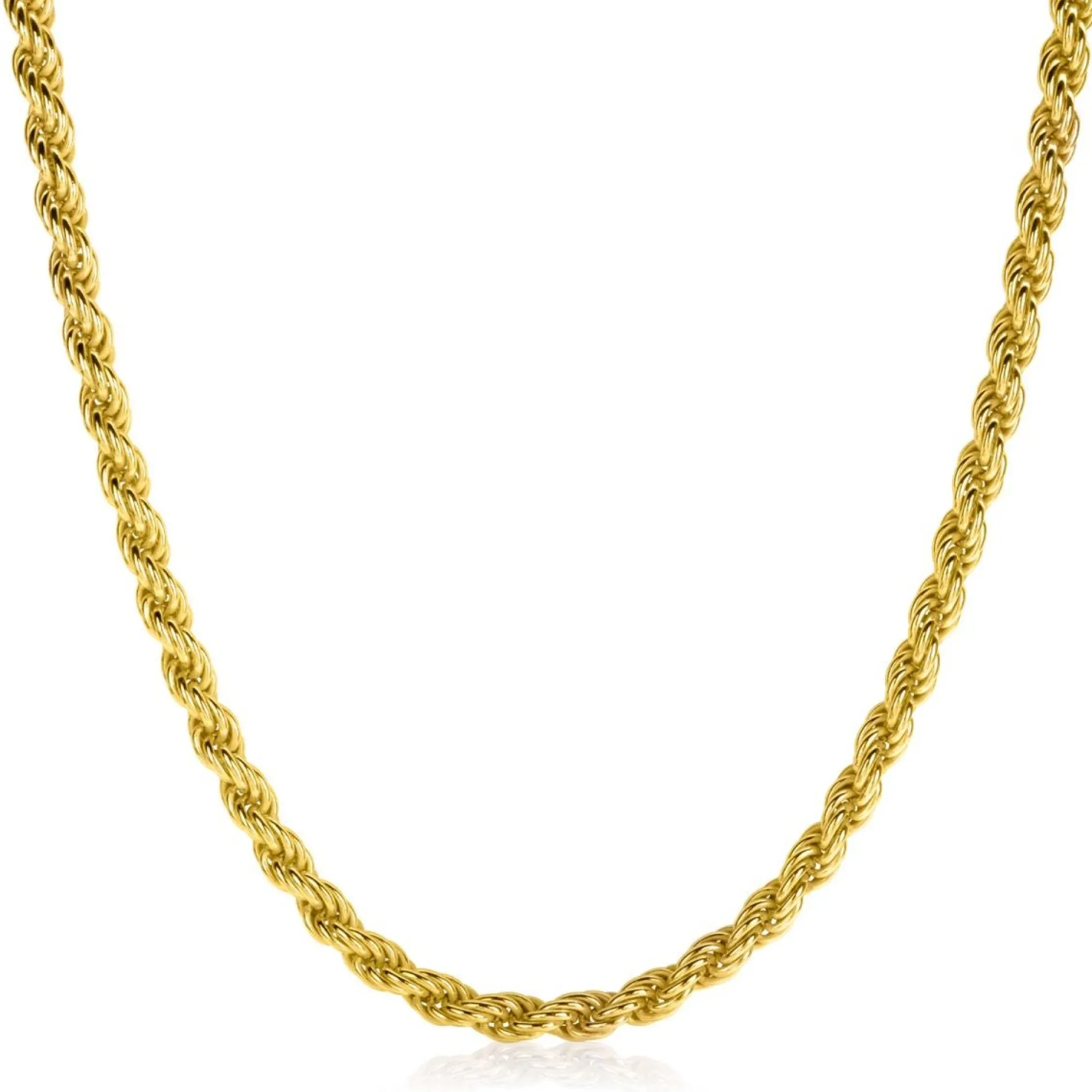 ZINZI gold plated zilveren koord ketting 45cm 4mm breed ZIC2343G