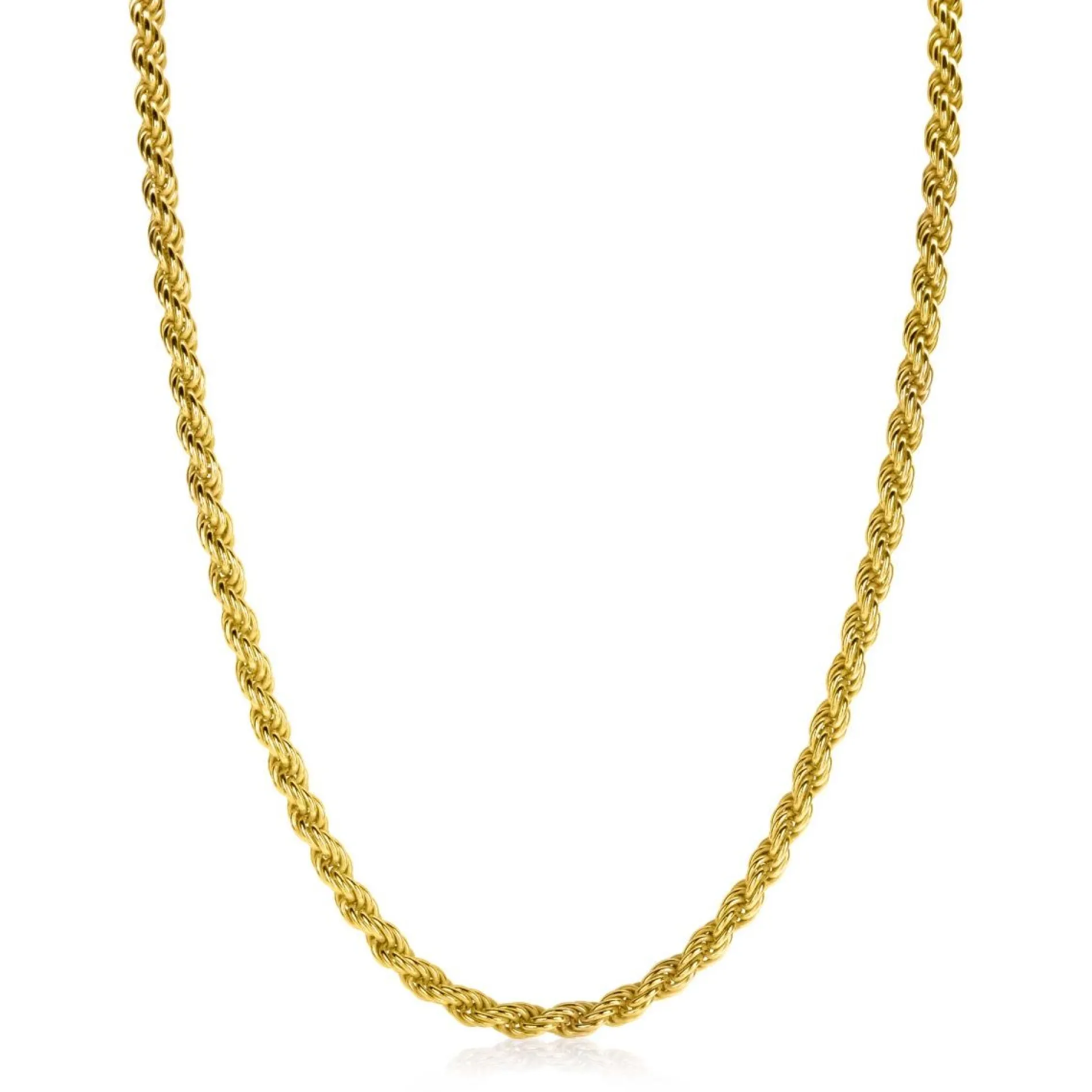 ZINZI gold plated zilveren koord ketting 45cm 4mm breed ZIC2343G