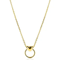 ZINZI gold plated zilveren ketting 42-45cm met glanzend hart aan een open rondje ZIC2759