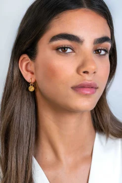 ZINZI gold plated zilveren oorbedels zon met zonnestralen 10mm ZICH2296 (zonder oorringen)