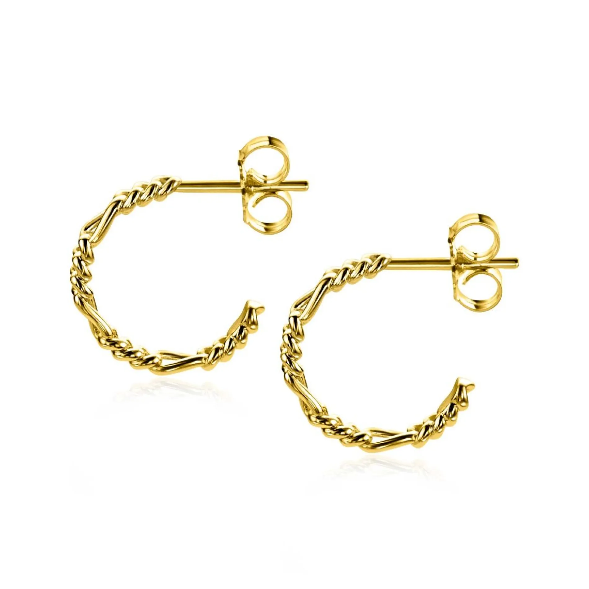 ZINZI gold plated zilveren oorsieraden met figaro schakels 17x3mm ZIO2291G
