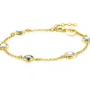 ZINZI gold plated zilveren armband met ronde en vierkante zettingen jeansblauw en witgrijs 17-20cm ZIA2526G