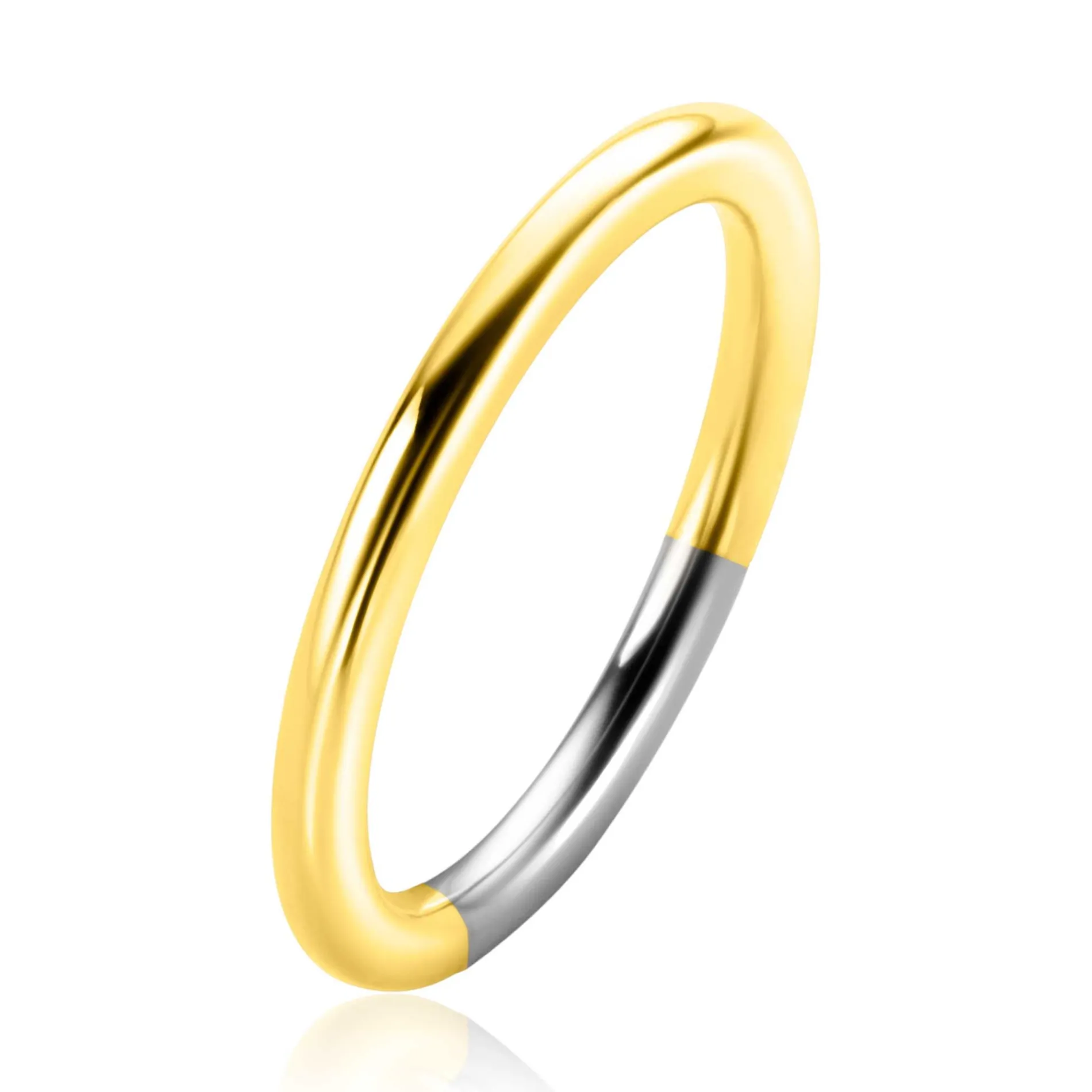 ZINZI gold plated zilveren aanschuifring met gladde bolle scheen 2mm breed ZIR2554G